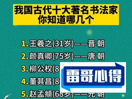 中国历史上十大书法家2025最新排名前十名榜单出炉
