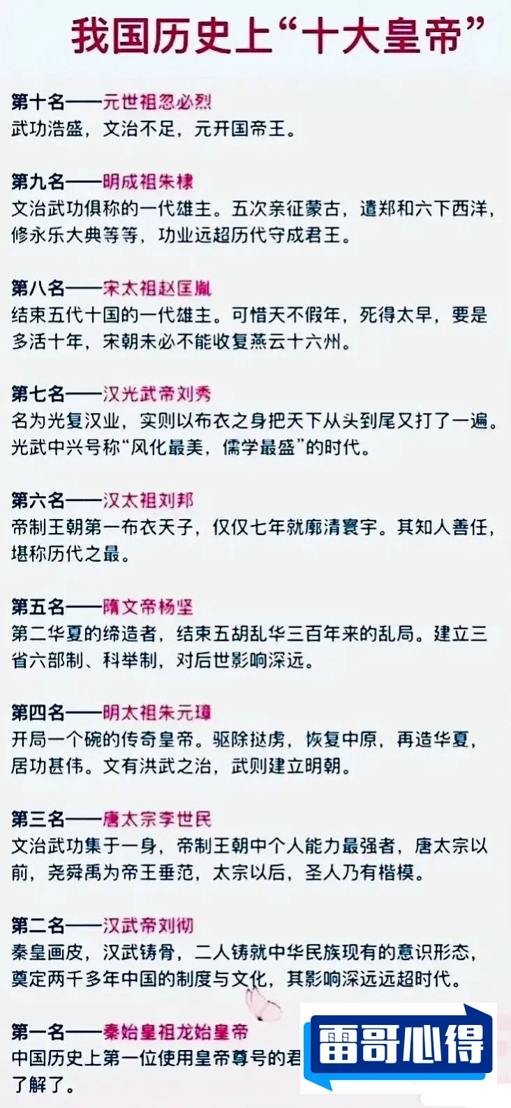 中国10大暴君2025最新排名前十名榜单出炉